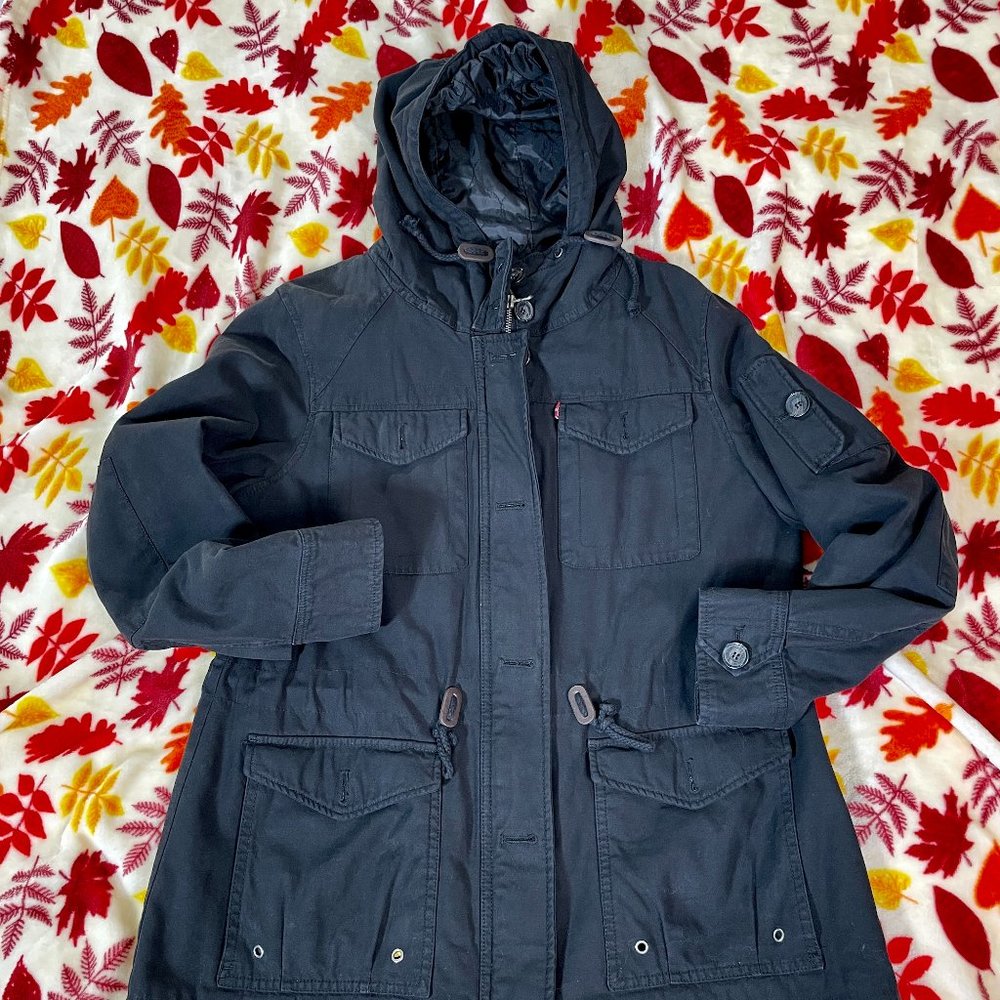 Levi's Black Washed Cotton Four-Pocket Utility Jacket - Size Large